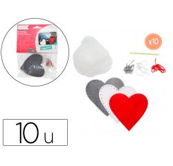 Kit feutrine sodertex 3 coeurs poppy heart a          fabriquer 2mm diam. 80mm 10   sachets individuels 3 coloris