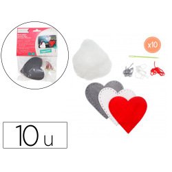 Kit feutrine sodertex 3 coeurs poppy heart a          fabriquer 2mm diam. 80mm 10   sachets individuels 3 coloris