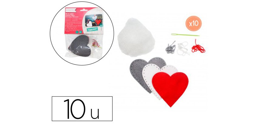 Kit feutrine sodertex 3 coeurs poppy heart a          fabriquer 2mm diam. 80mm 10   sachets individuels 3 coloris