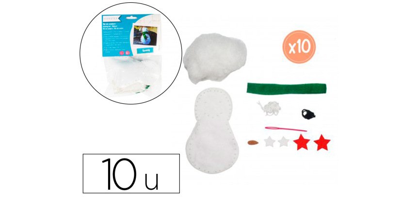 Kit feutrine sodertex bonhomme de neige bounty a    fabriquer 2mm 120x70mm 10     sachets individuels coloris