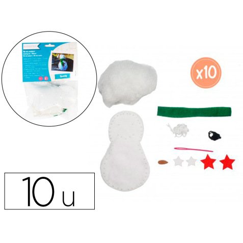 Kit feutrine sodertex bonhomme de neige bounty a    fabriquer 2mm 120x70mm 10     sachets individuels coloris