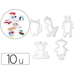Mascottes a customiser sodertex en coton 10          personnages assortis sans     impression coloris blanc