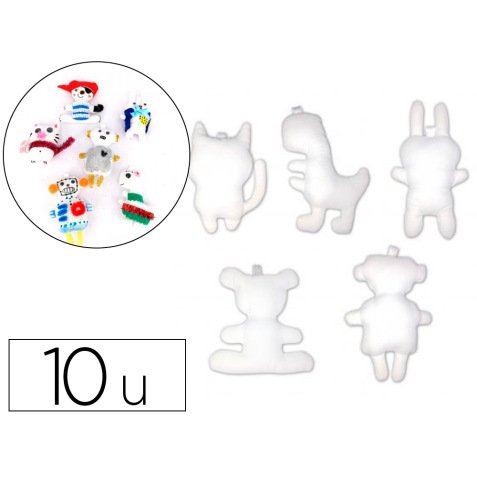 Mascottes a customiser sodertex en coton 10          personnages assortis sans     impression coloris blanc