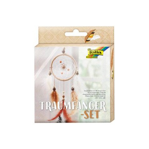 Kit attrape-reves folia kids carton feuilles predecoupees  colorier decorer avec stickers 1 cercles 5 plumes 12 pieces