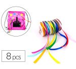 Rubans satin sodertex 1 face 6mm x 10 ml rouleau 8 coloris assortis 8 pcs