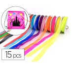 Rubans organza sodertex 9mm x 10ml coloris assortis pack de 15 pcs