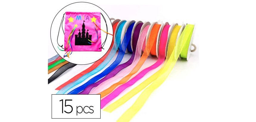 Rubans organza sodertex 9mm x 10ml coloris assortis pack de 15 pcs