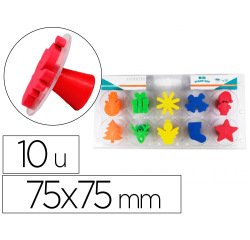 Tampons sodertex mon beau sapin en mousse double        densite avec poignee 75x75mm  10 pcs coloris assortis