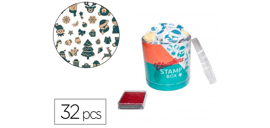Tampons sodertex christmas 1,3mm + 1 encreur 32 pcs      tailles et coloris assortis