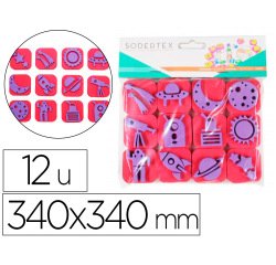 Pack de 12 mini tampons en mousse eva sodertex theme     destination lune diam. 340mm