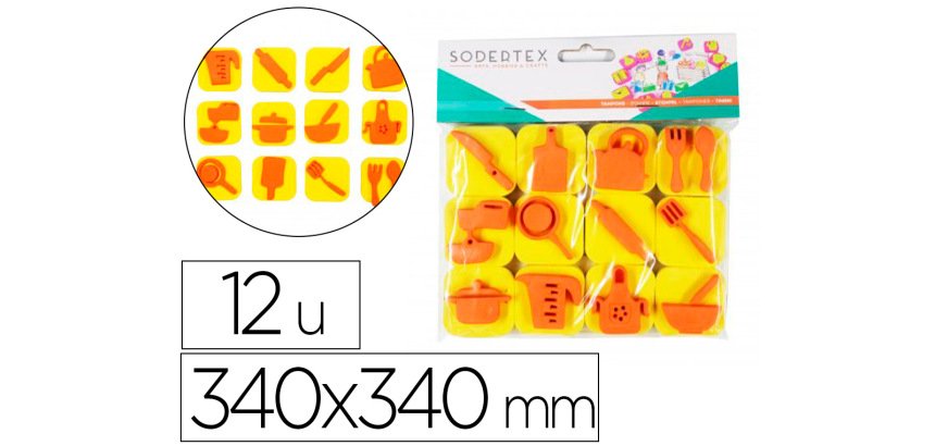 Pack de 12 mini tampons en mousse eva sodertex theme     toque chef diam. 340mm