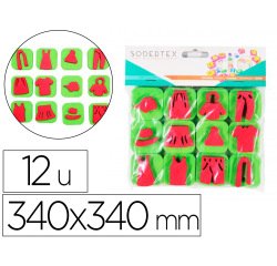 Pack de 12 mini tampons en mousse eva sodertex theme ma  jolie garderobe diam. 340mm