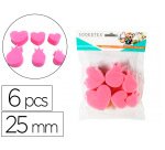 Eponges tampons sodertex coeur a peindre 25mm 6 pcs    coloris assortis