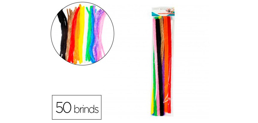 Pack chenilles sodertex 20mmx500mm 50 brins 10        coloris assortis