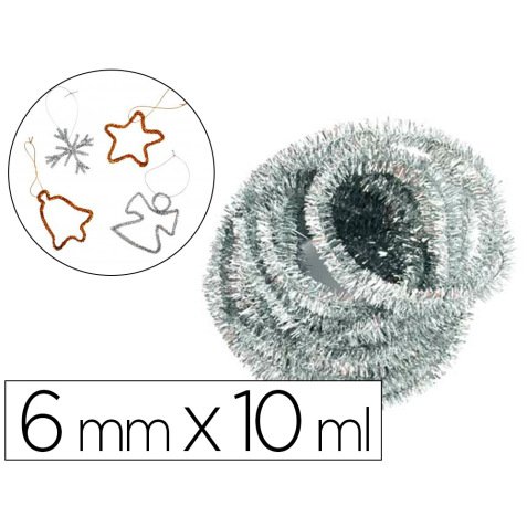 Echeveau de chenille sodertex pailletee diam. 6mm x 10 ml   coloris argent
