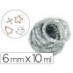 Echeveau de chenille sodertex pailletee diam. 6mm x 10 ml   coloris argent