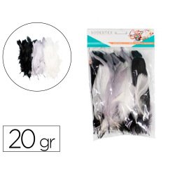 Plumes d'oie sodertex 20g 14 a 17 cm coloris blanc gris    noir