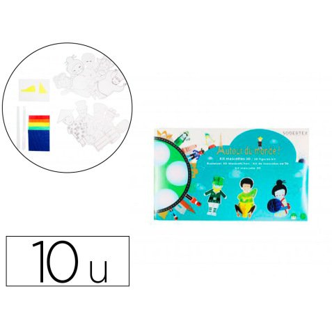 Kit diy sodertex 10 mascottes autour du monde a fabriquer   nid d'abeille et carton 5     coloris assortis
