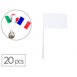 Drapeaux carton sodertex 120gm2 a customiser 100x160mm drapeau 30cm tige coloris     blanc 20 pcs