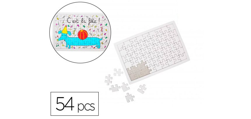 Puzzle carton sodertex 900gm2 a customiser avec trottoir 54 pcs 160x240mm coloris blanc   lot de 10