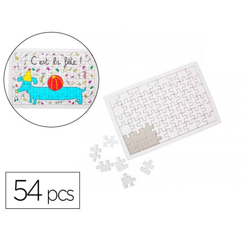 Puzzle carton sodertex 900gm2 a customiser avec trottoir 54 pcs 160x240mm coloris blanc   lot de 10