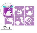 Pochoirs sodertex a la mer en plastique incassable 5mm      140x140mm 6 pcs coloris       assorti