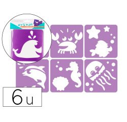 Pochoirs sodertex a la mer en plastique incassable 5mm      140x140mm 6 pcs coloris       assorti