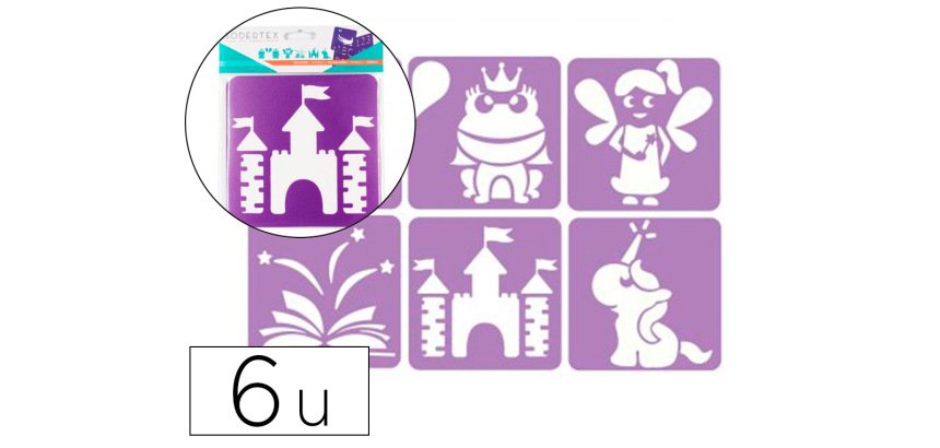 Pochoirs sodertex il etait une foisà en plastique        incassable 5mm 140x140mm 6    pcs coloris assorti