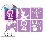 Pochoirs sodertex le cirque en plastique incassable 5mm   140x140mm 6 pcs coloris       assorti