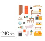 Gommettes papier sodertex a la maison avec scene          telechargeable 170x220mm      240pcs 12 planches coloris
