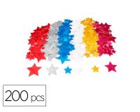 Etoiles sodertex en mousse eva pailletee adhesive 2mm 4  tailles 200 pcs 6 coloris     assortis