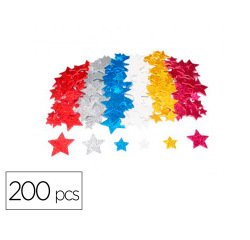 Etoiles sodertex en mousse eva pailletee adhesive 2mm 4  tailles 200 pcs 6 coloris     assortis