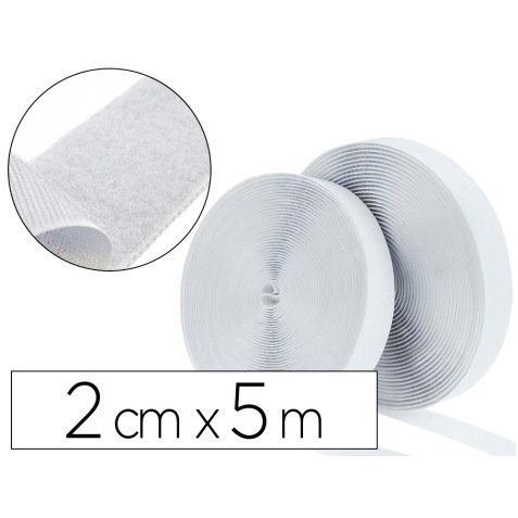 Bandes scratchs adhésives sodertex en dévidoir 2x5m coloris blanc