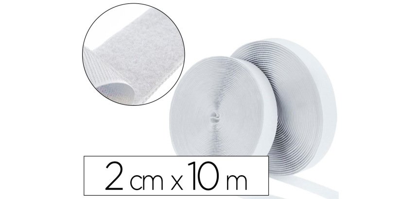 Bandes scratchs adhésives sodertex male et femelle boite distributrice 2cmx10m coloris bl anc