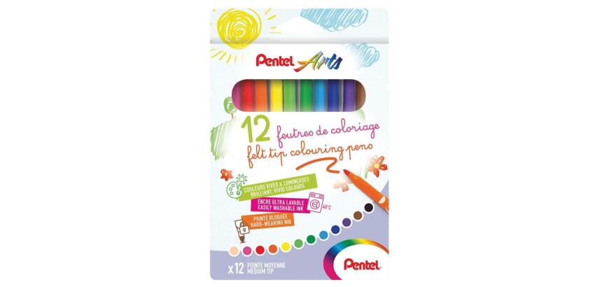 Feutres coloriage pentel arts pointe moyenne bloquee        resistante lavable             -