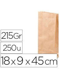 Sachet antalis kraft brun recyclé double épaisseur 215g résistant léger apte contact aliments 18x9x45cm 250 unités