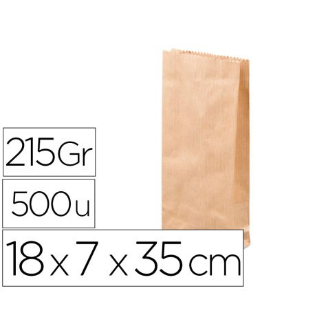 Sachet antalis kraft brun recyclé 215g double épaisseur résistant léger apte conctact aliments 18x7x35cm 500 unités