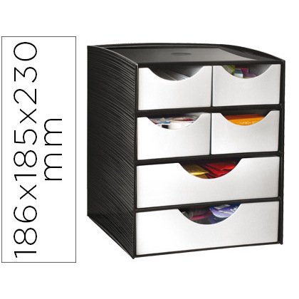 Module cep take a break 6 tiroirs 2 grands 4 petits polystyrene 18,6x18,5x23cm poignees demi-lune butee arret noir/blanc