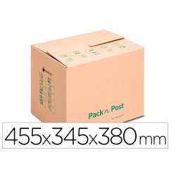 Carton de demenagement gpv pack'npost compact marron 455x345x380mm poignee renforcee resiste jusqu'a 25kg