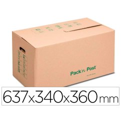 Carton de demenagement gpv pack'npost compact marron 637x340x360mm poignee renforcee resiste jusqu'a 25kg