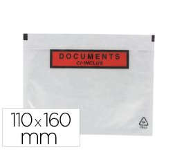 Pochette gpv polyethylene imprimee document ci-inclus 110x160mm protege des dechirures et intemperies paquet 100 unites