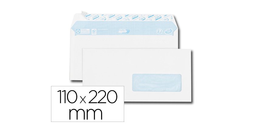 Enveloppe gpv everyday blanche 80g dl 110x220mm fenetre 35x100mm fermeture securisee collage renforce boite 500 unites