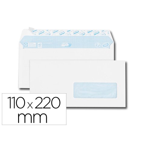 Enveloppe gpv everyday blanche 80g dl 110x220mm fenetre 35x100mm fermeture securisee collage renforce boite 500 unites