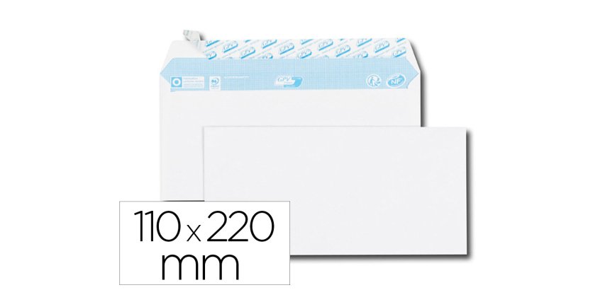 Enveloppe gpv everyday blanche 80g dl 110x220mm bande protection fermeture securisee collage renforce boite 500 unites