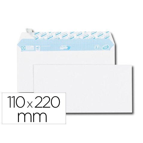 Enveloppe gpv everyday blanche 80g dl 110x220mm bande protection fermeture securisee collage renforce boite 500 unites
