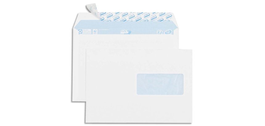 Enveloppe gpv everyday blanche 80g c5 162x229mm fenetre 45x100mm fermeture securisee collage renforce boite 500 unites