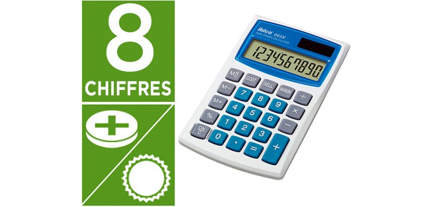 Calculatrice de poche 082X, écran LCD à 10 chiffres