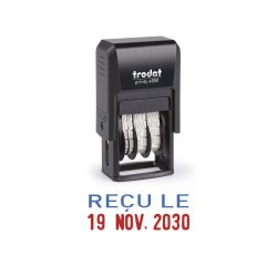 Tampon dateur trodat 4850/l1 mini avec formule recu le 25x11mm bicolore bleu/rouge