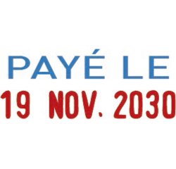 Tampon dateur trodat 4850/l2 mini avec formule paye le 25x11mm bicolore bleu/rouge