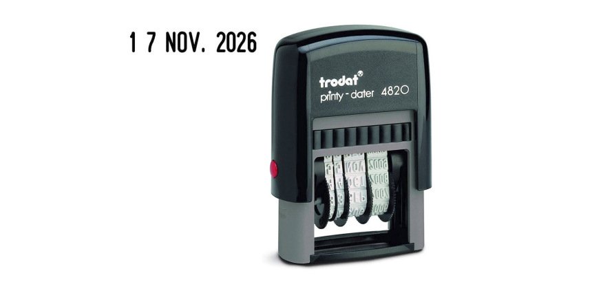 Tampon dateur trodat printy 4820 encrage automatique 1 ligne taille empreinte 27x4mm coloris noir